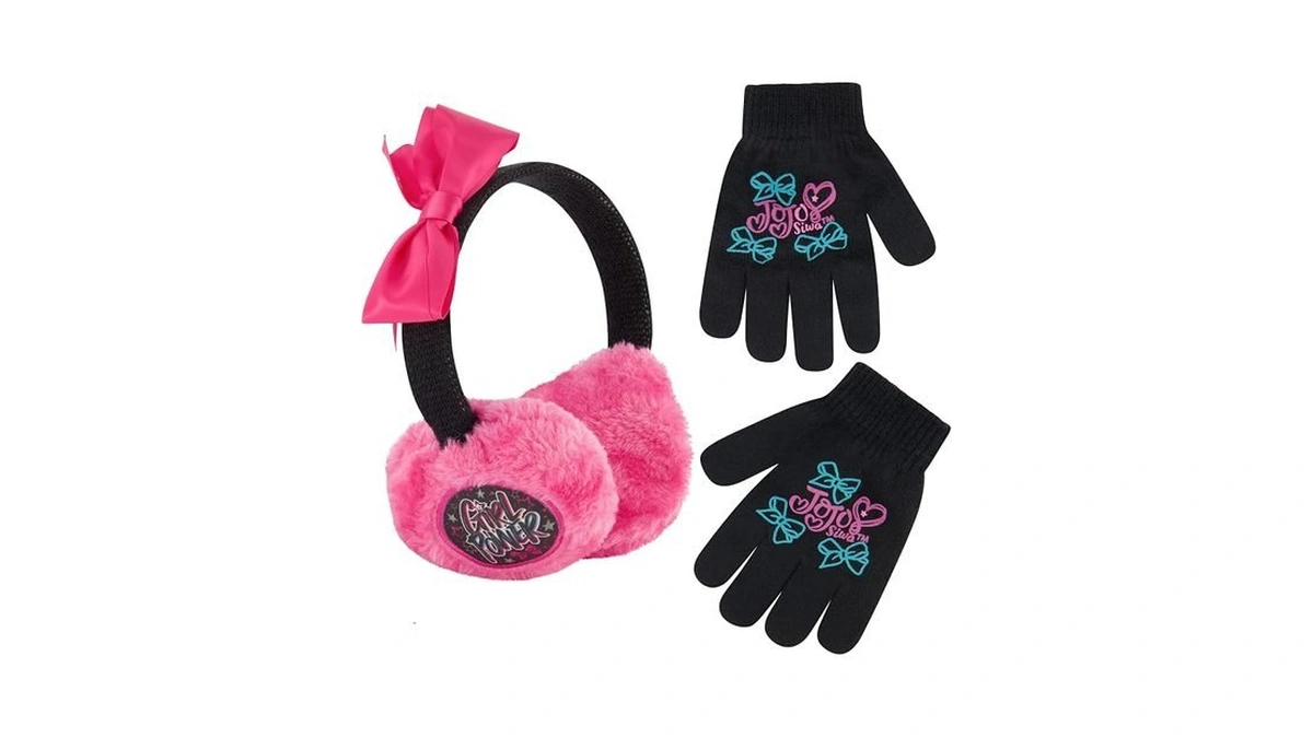 Nickelodeon Girls Winter Plush Earmuffs And Glove Set, Jojo Siwa