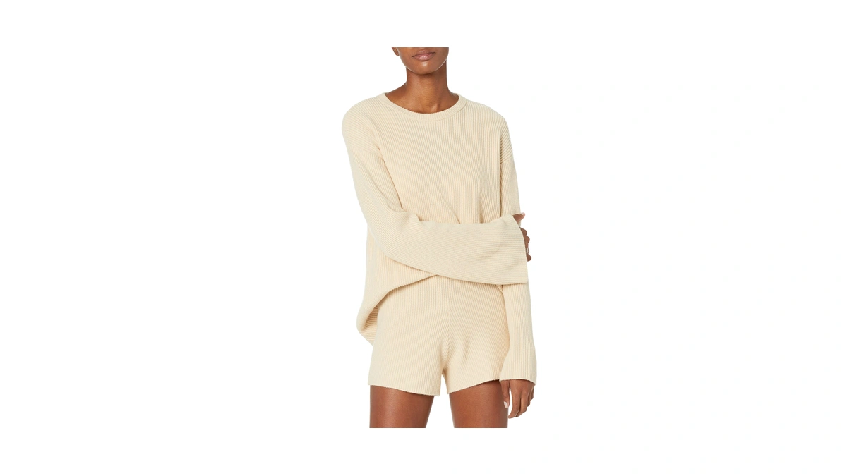 The Drop Women's Alice Crewneck Back Slit Ribbed Pullover Sweater,