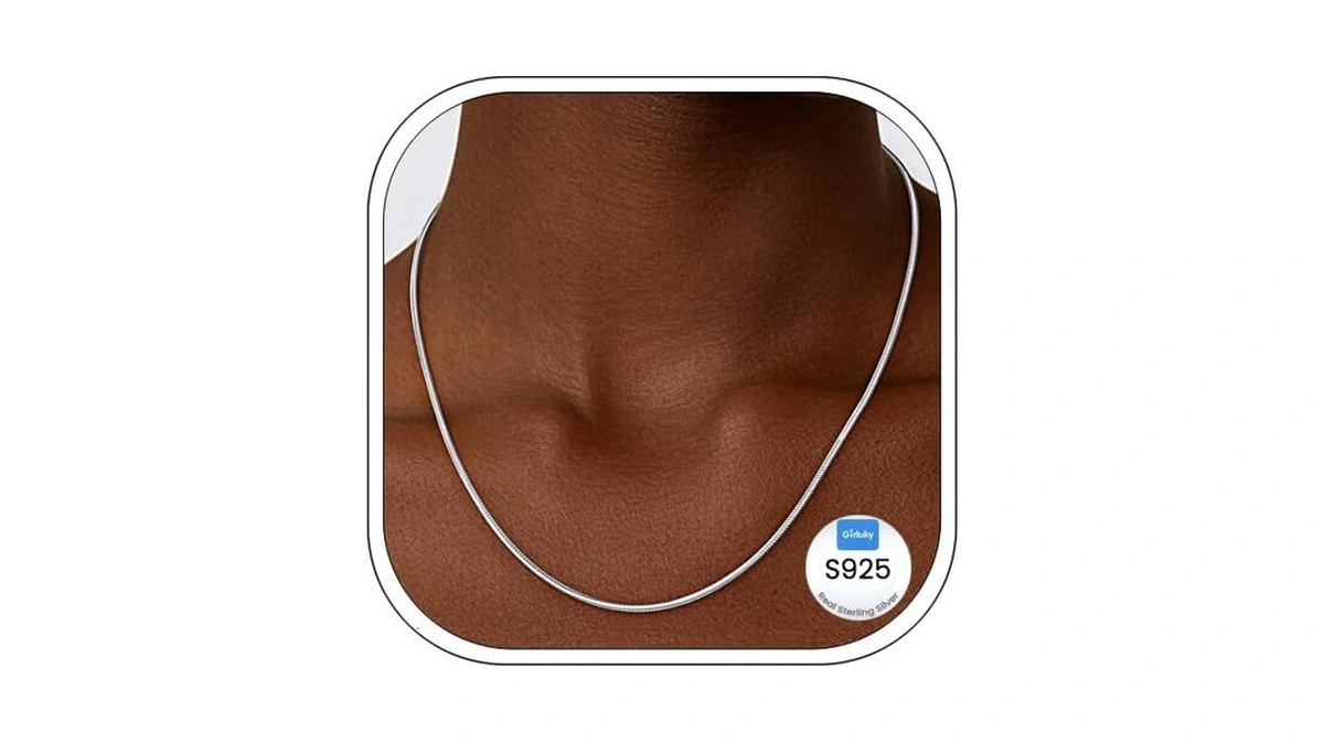 Girluky 925 Sterling Silver Chain Necklace For Women, 1.5mm 8-sided