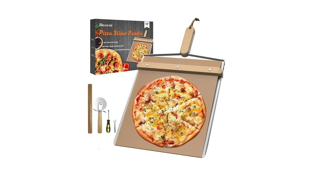 Sliding Pizza Peel, Large Pizza Peel Metal Sliding Tray 15"