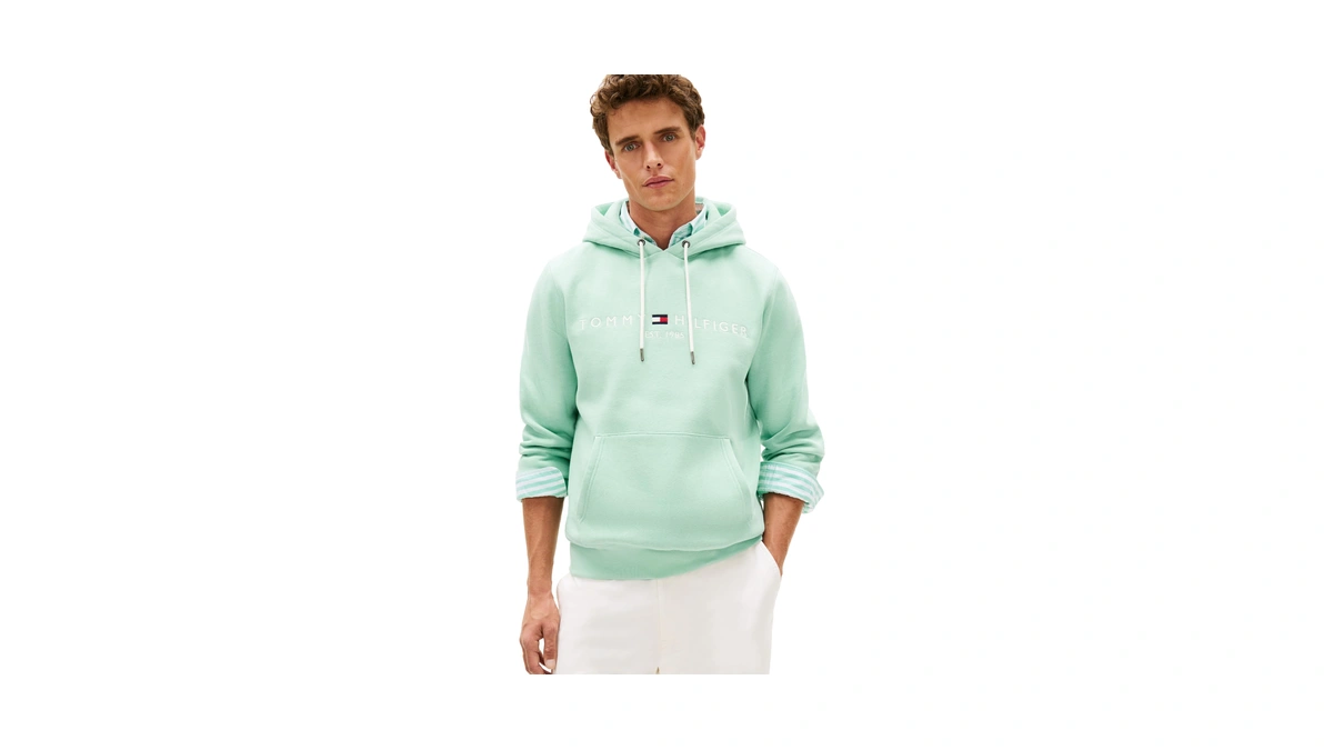 Tommy Hilfiger Men's Embroidered Logo Hoodies,crushed Mint Large
