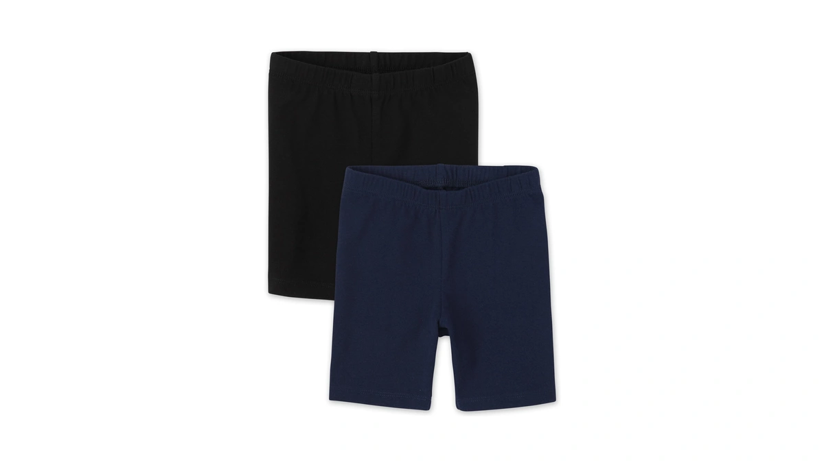 The Children's Place Baby Toddler Girls Bike Shorts, Black/tidal 2