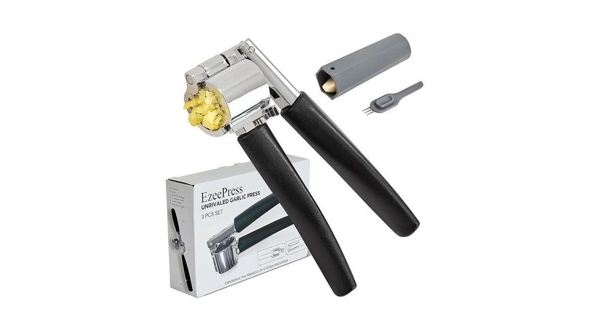Garlic Press Mincer, Crusher Set With Removable Chamber - Ergonomic