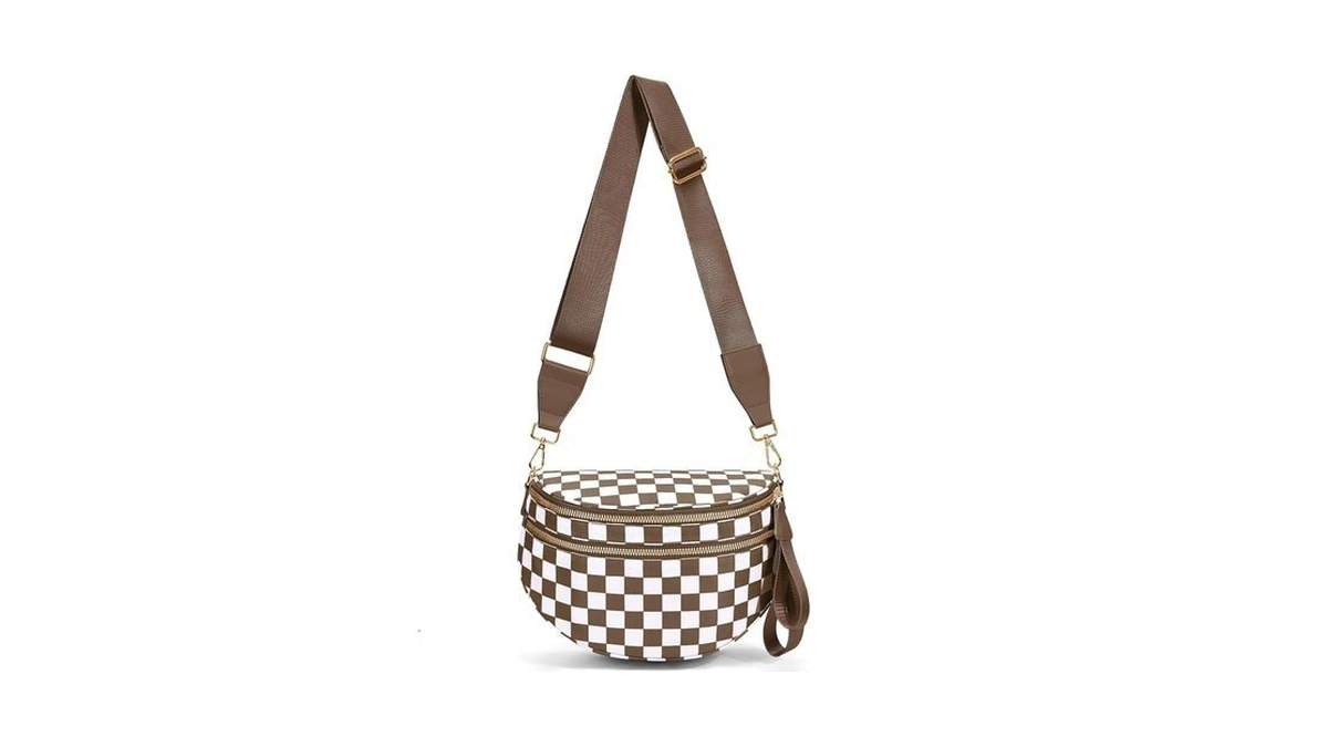 Hibear Checkered Crossbody Bag Spacious Bum Bags For Women Nylon