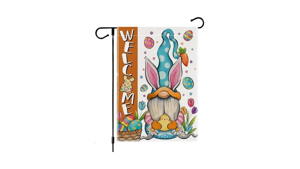 Ouwealy 12x18 Inch Easter Garden Flag Double Sided, Bunny Gnomes