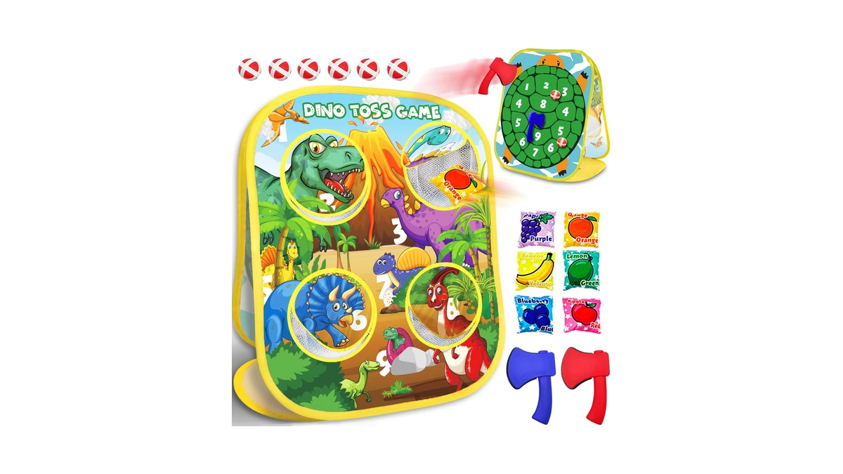 3-in-1 Dinosaur Bean Bag Toss Game For Boy Toddler Ages