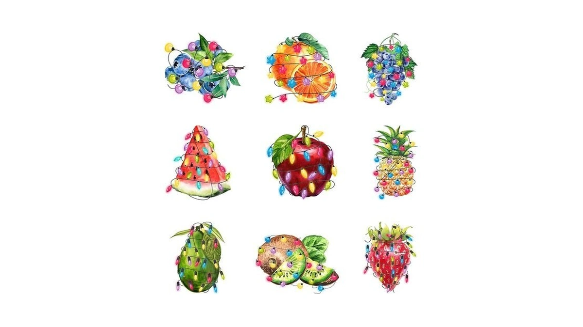 9pcs Christmas Fruit Iron On Decals Thermal Transfer Stickers For