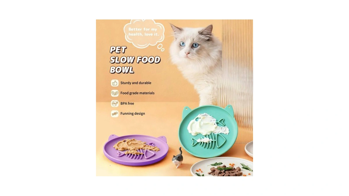 Zonopy Slow Feeder Cat Bowl, 2 Pcs Silicone Bowl, Cat