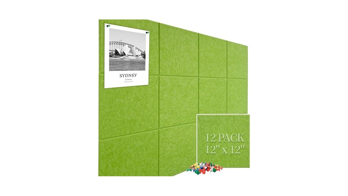 Large Cork Board Felt Wall Tiles, 47"x35" 12 Pack Felt