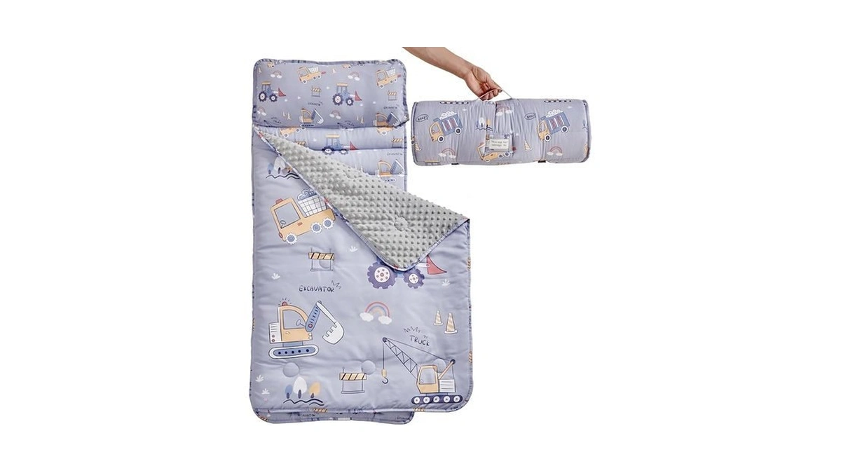 jhchmx Toddler Nap Mat With Removable Pillow And Minky Blanket,extra