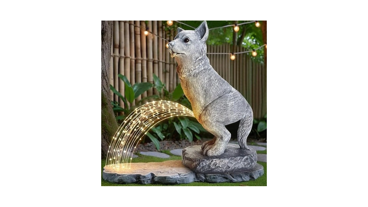Vofstand Dog Statue Garden Decoration With Solar Led Light