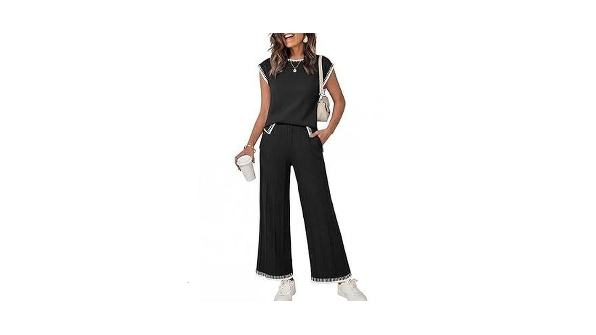 Anrabess Women 2 Piece Lounge Sets Summer Casual Knit Sweater