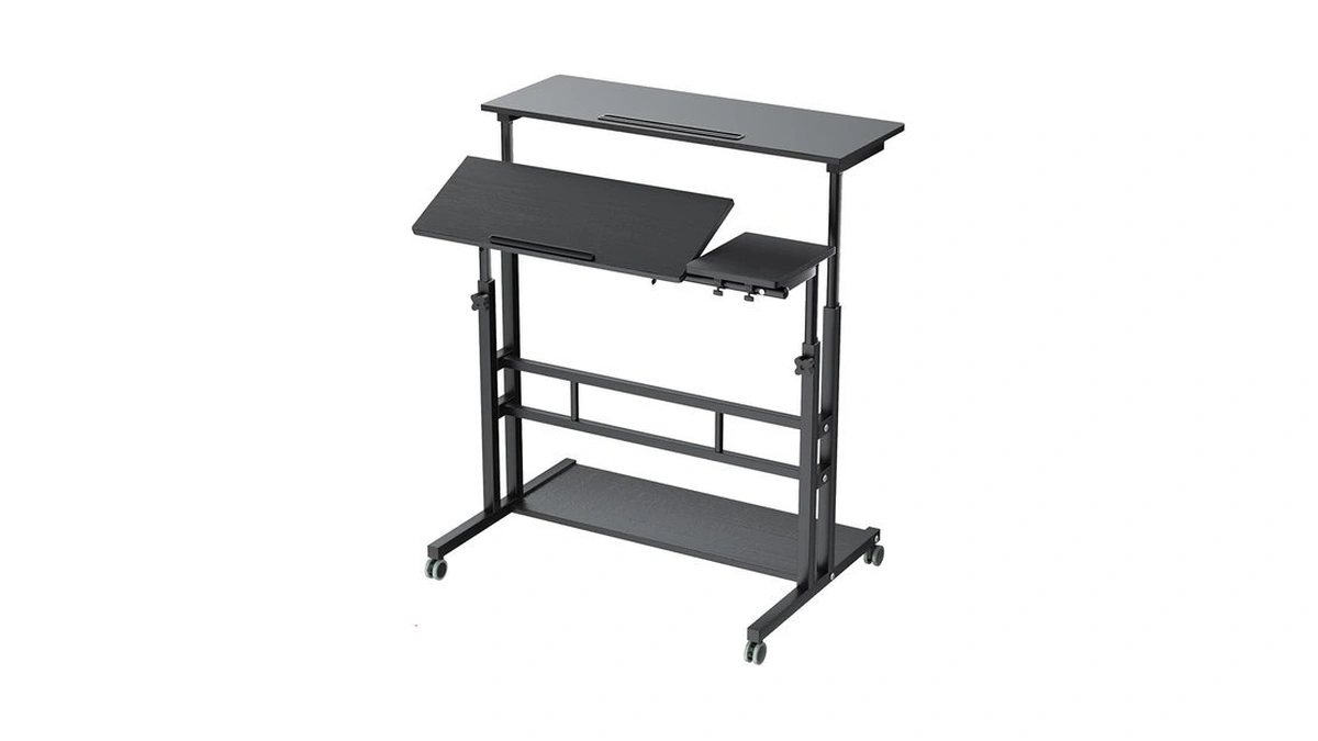 Aiz Adjustable Computer Rolling Desk Cart On Wheels Home Office