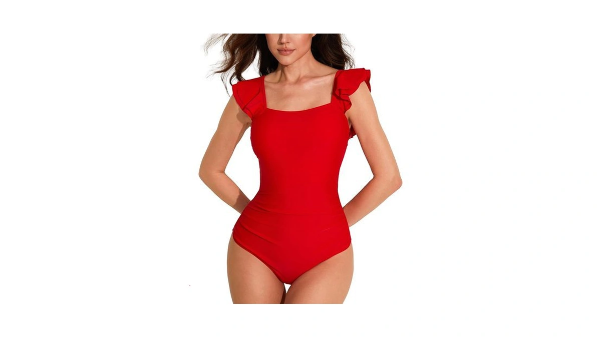 Ajisai One Piece Swimsuit For Women Ruffle Tummy Control Ruched