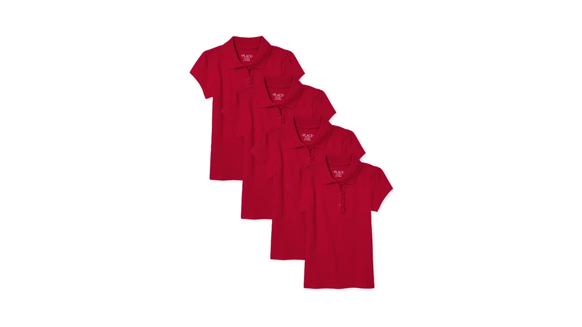 The Children's Place Girls Short Sleeve Ruffle Pique Polo,ruby 4