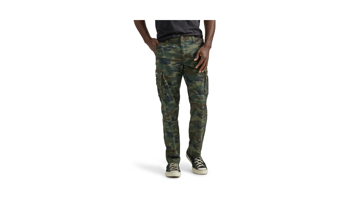Lee Men's Wyoming Relaxed Fit Cargo Pant, Moss Camo Ripstop,