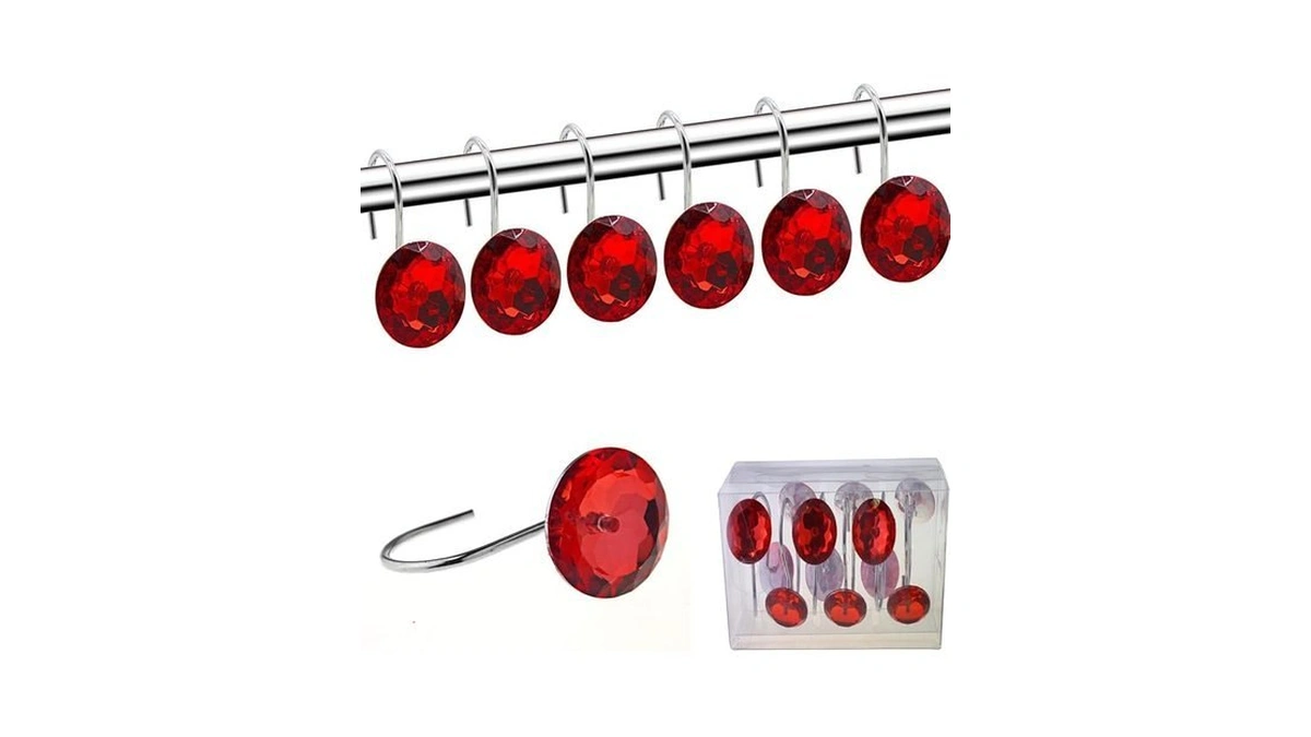 Yuyikes Shower Curtain Hooks Diamond Shape Shower Rings/round Acrylic Decorative