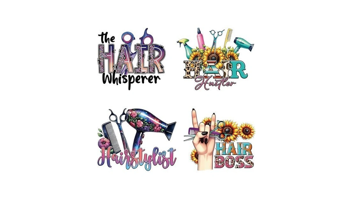4pcs Hairstylist Iron On Decals Heat Transfer Vinyl Sticker Patches
