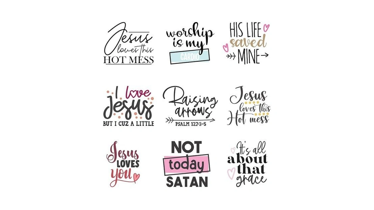 9pcs Jesus Letters Not Today Satan Iron On Decals Thermal