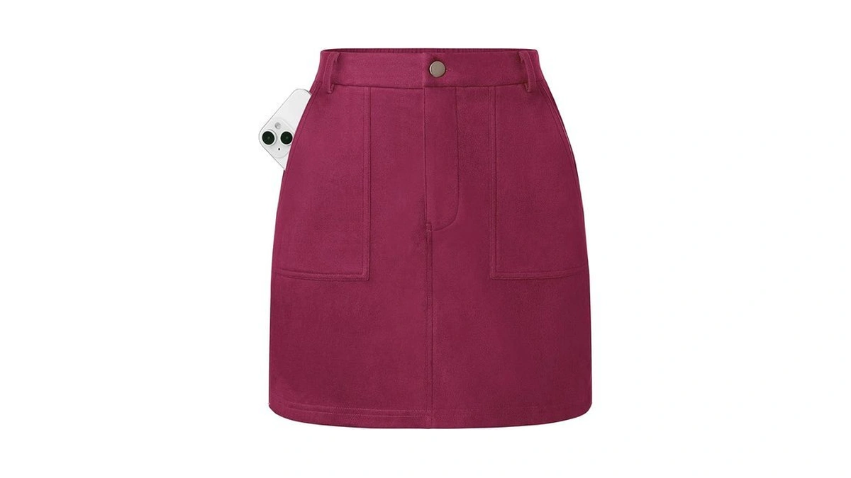 Kate Kasin Plus Size Skirts For Curvy Women Suede Skirt,