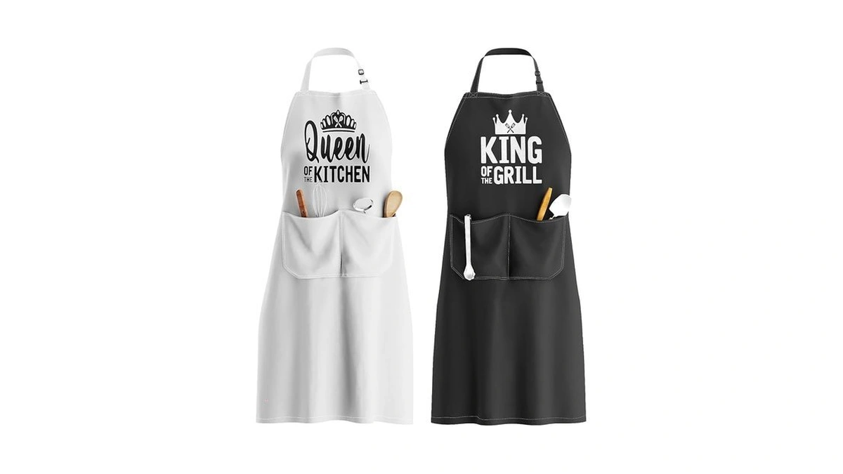 King & Queen Apron Set - Matching Couples Kitchen Aprons