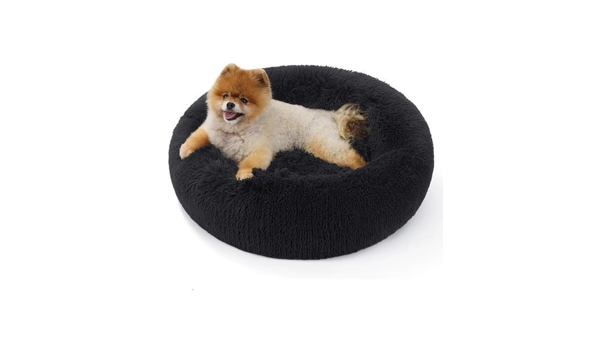 Bedsure Calming Donut Cat Bed - Fluffy Plush Round Pet