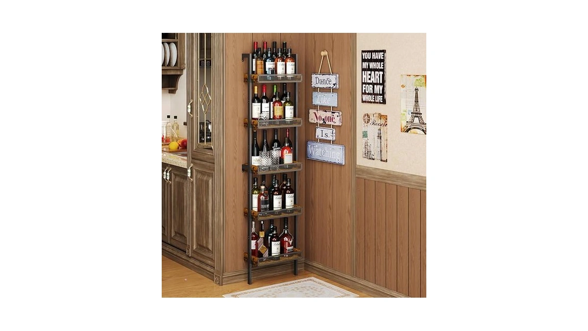 5-tier Freestanding Wine Racks: 50 Bottles Wine Rack Shelf Wall