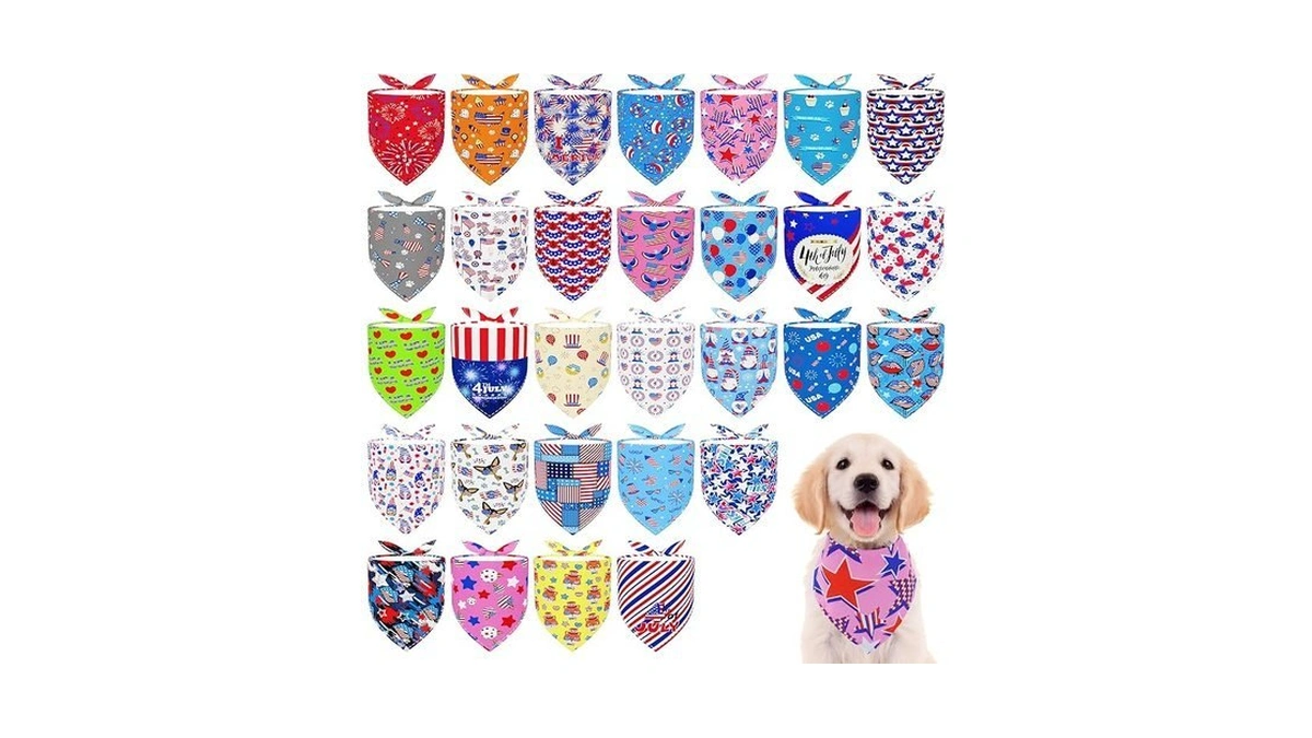 Pai Sence 30 Pcs Patriotic Small Dog Bandanas Bulk 25