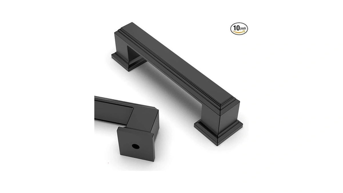 Asidrama 10 Pack 3 Inch(76mm) Matte Black Kitchen Cabinet Handles