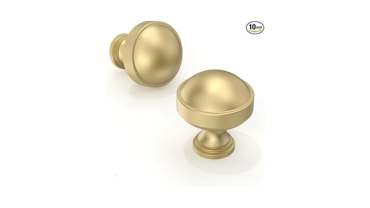 Talentedeco 10 Pack Brushed Gold Kitchen Cabinet Knobs 1-1/5 Inch(30mm)