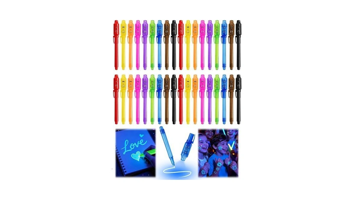 Gukazh 36 Pack Invisible Ink Pen With Uv Light, Party