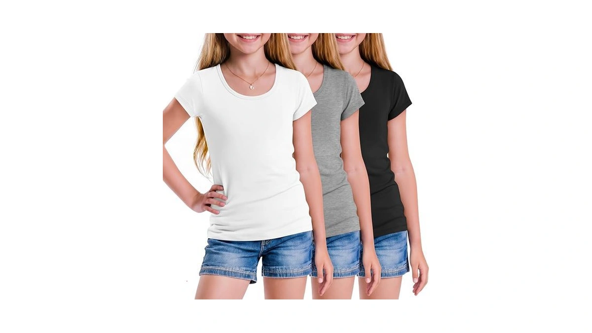 Yooaurvox 3 Pack Girls Shirts Tween Summer Basic Short Sleeve