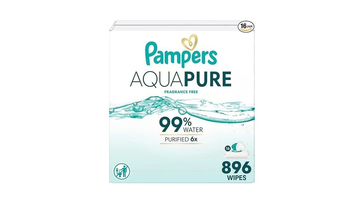Pampers Aqua Pure Baby Wipes, 99% Water, Fragrance Free, Unscented,