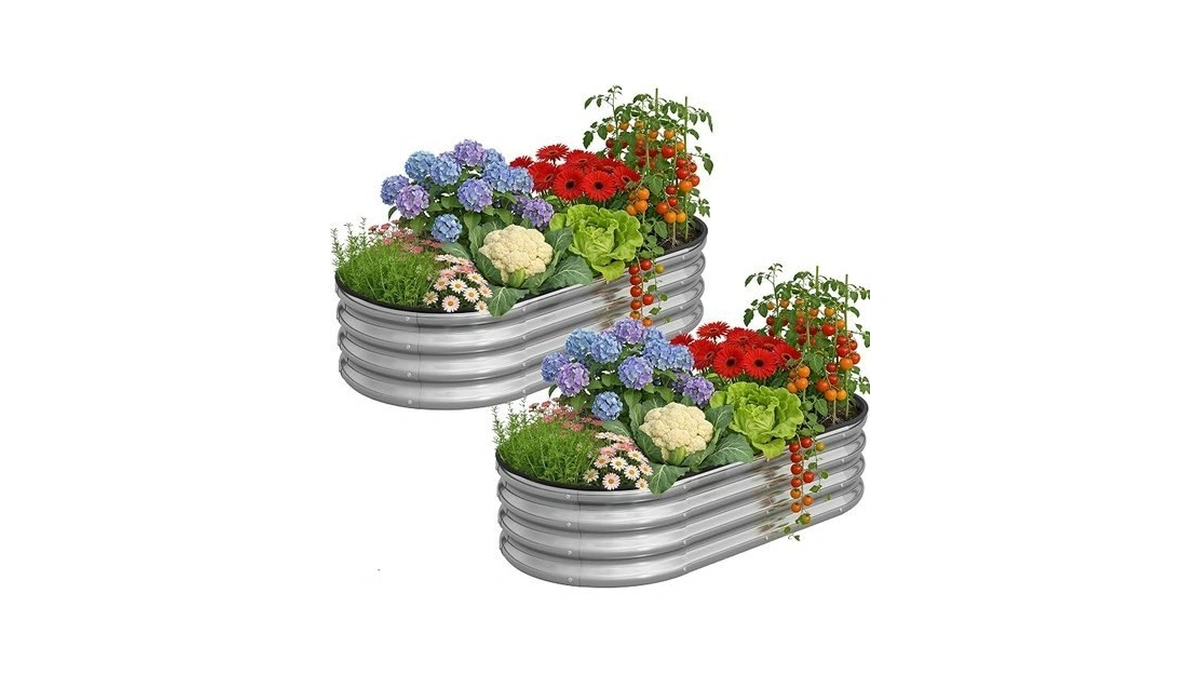 Anmiro Planter Raised Beds Metal Kit, 4×2×1ft 2 Pack For