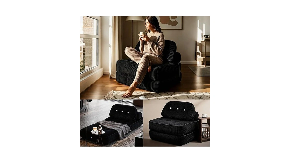 Neslako Fold Out Chair Bed-futon Convertible Sofa With Back Support