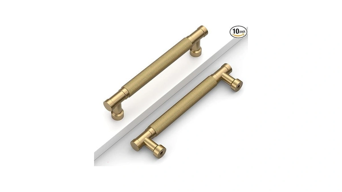 Coinkoly 10 Pack 5''(128mm) Champagne Bronze Knurled Cabinet Handles Kitchen