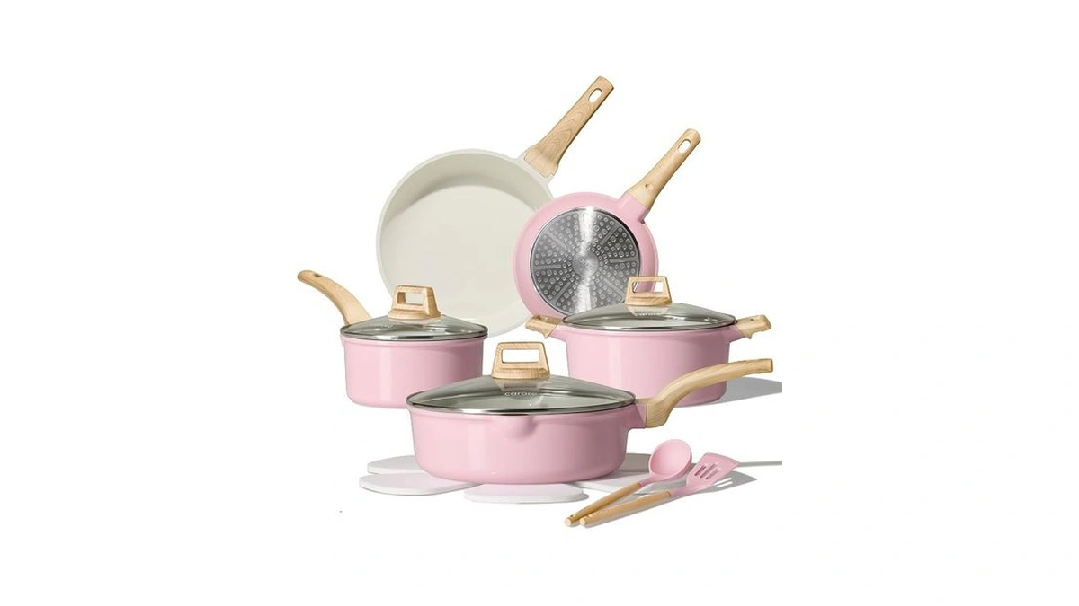 Carote Ceramic Cookware Set, 14 Pcs Pots And Pans Set