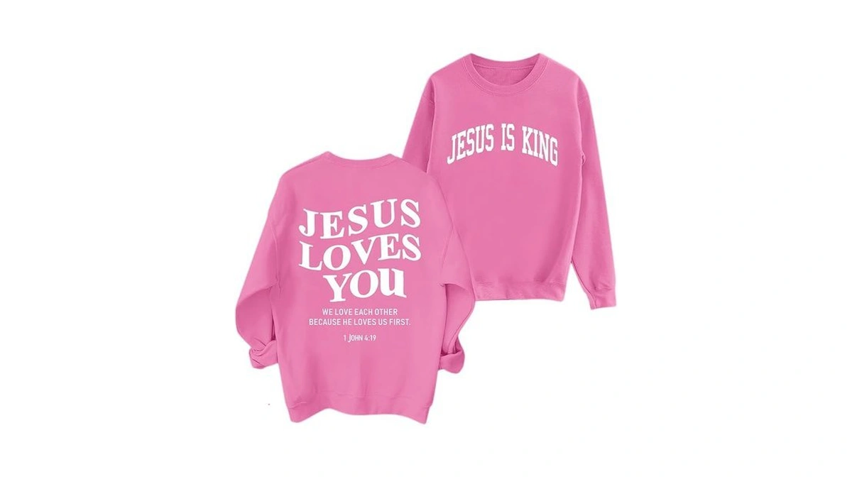 Sulayesh Fleece Christian Sweatshirts For Women Jesus Loves You Jesus