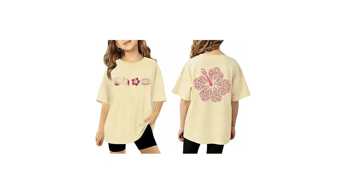 Tewmeu Hawaiian Shirts For Girls Oversize Beach Outfits Hibiscus Flower