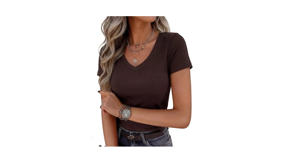 Womens Tops - V Neck T Shirts For Women Slim