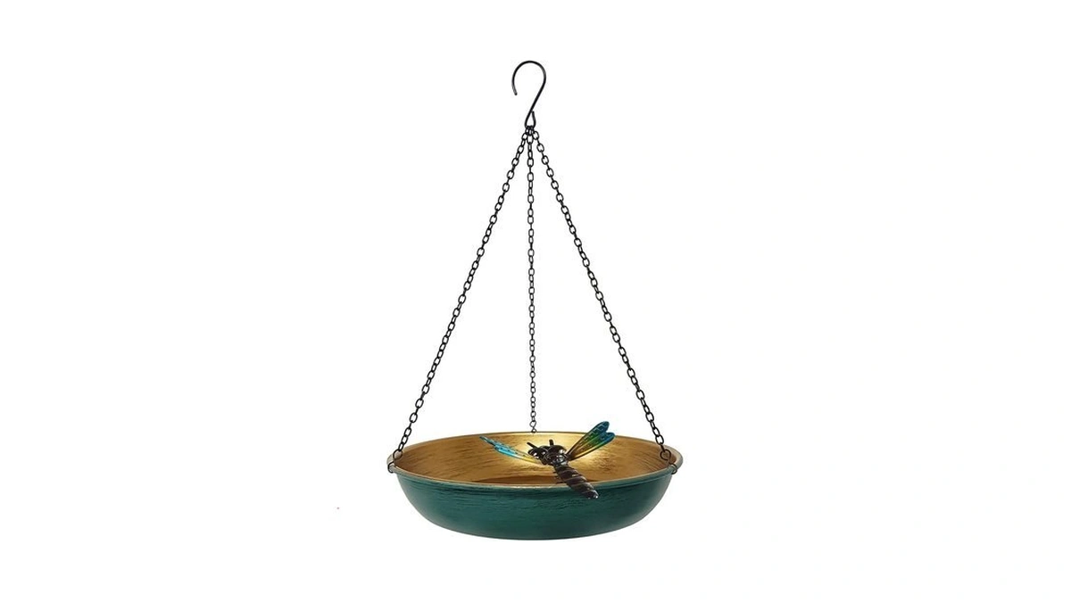 Hanging Birdbath Bird Feeder For Outdoor 11 Inch Green/bronze Cute