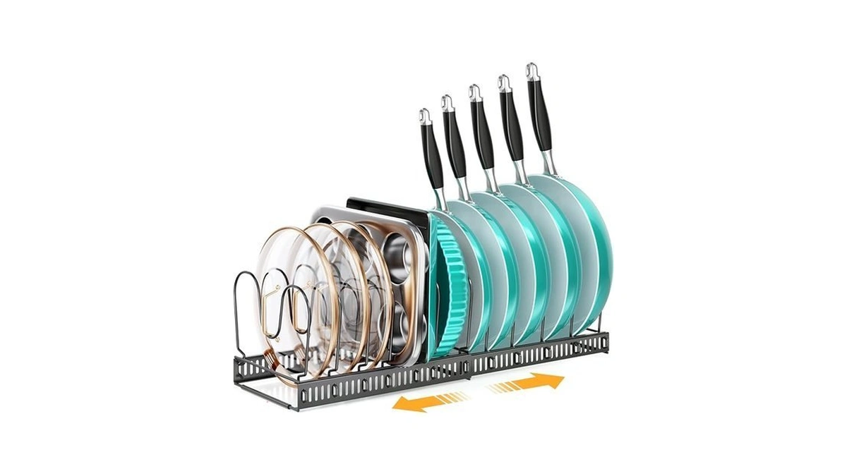 Mudeela Pot And Pan Organizer Rack For Under Cabinet, Expandable