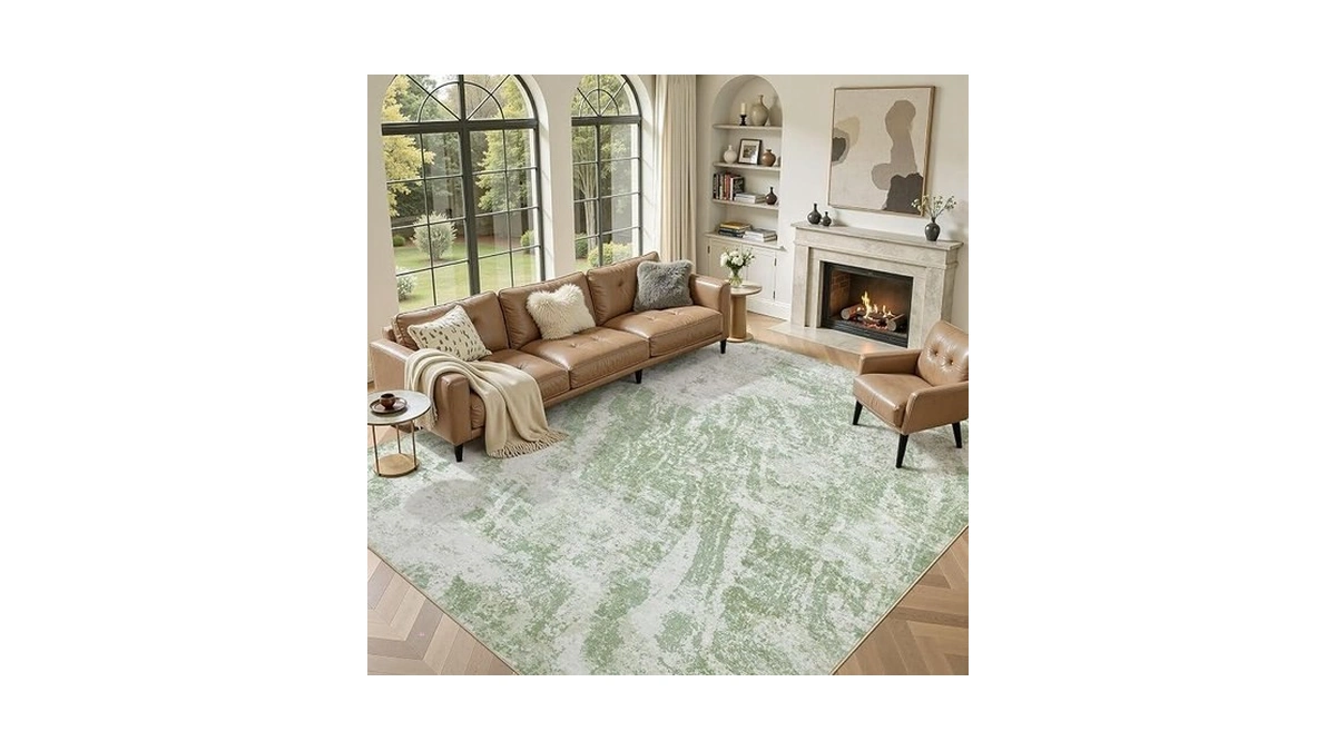 Dmoyest 8x10 Washable Area Rug: Abstract Modern Non-slip Carpet, Soft