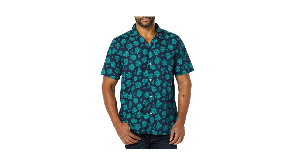 Amazon Essentials Men's Vacation Cotton Button-down Short Sleeve Resort Shirt,
