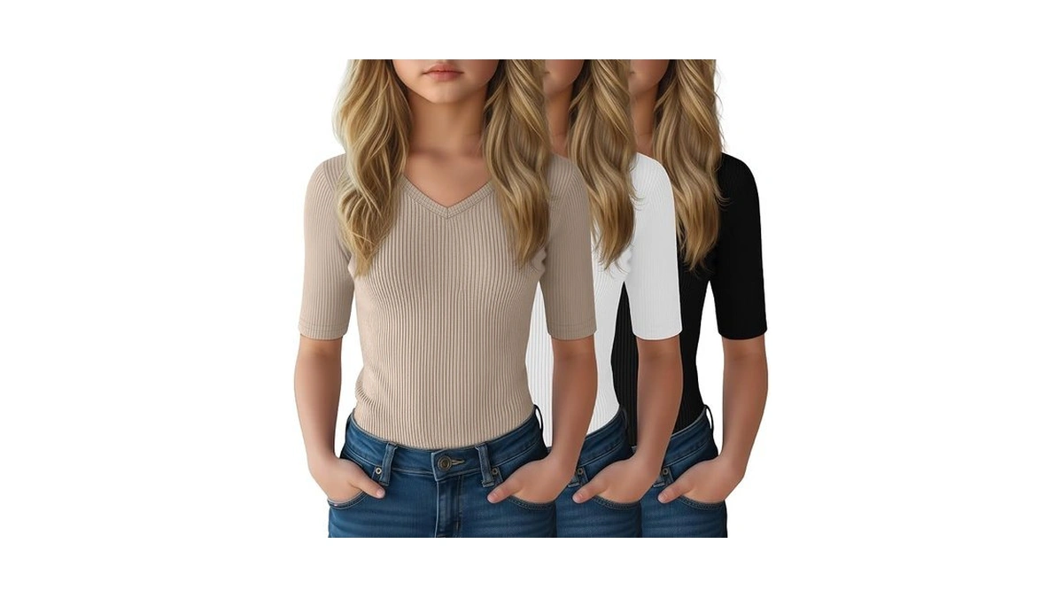 Lessonzoo 3 Pack Girls T Shirts 5-14 Years Tween Summer