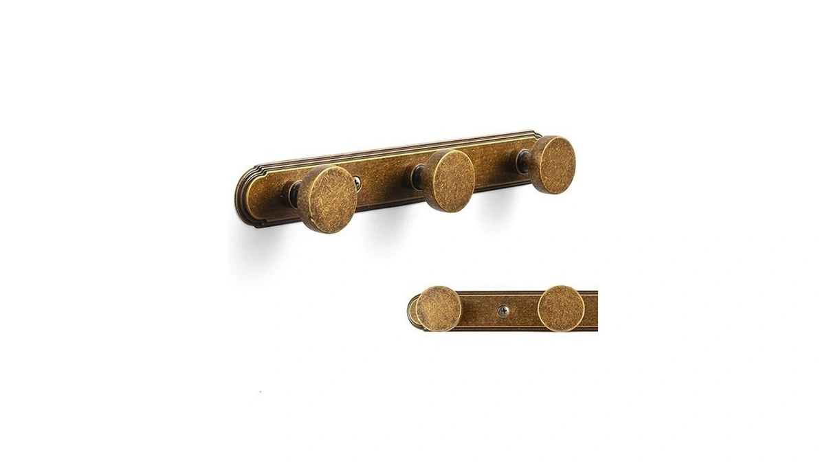 Goo-ki 1 Pack Antique Brass Coat Rack Wall Mount Heavy