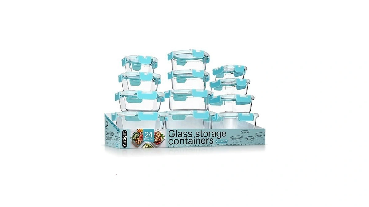 Bakken Borosilicate Glass Food Storage Containers With Lids 24 Pieces,