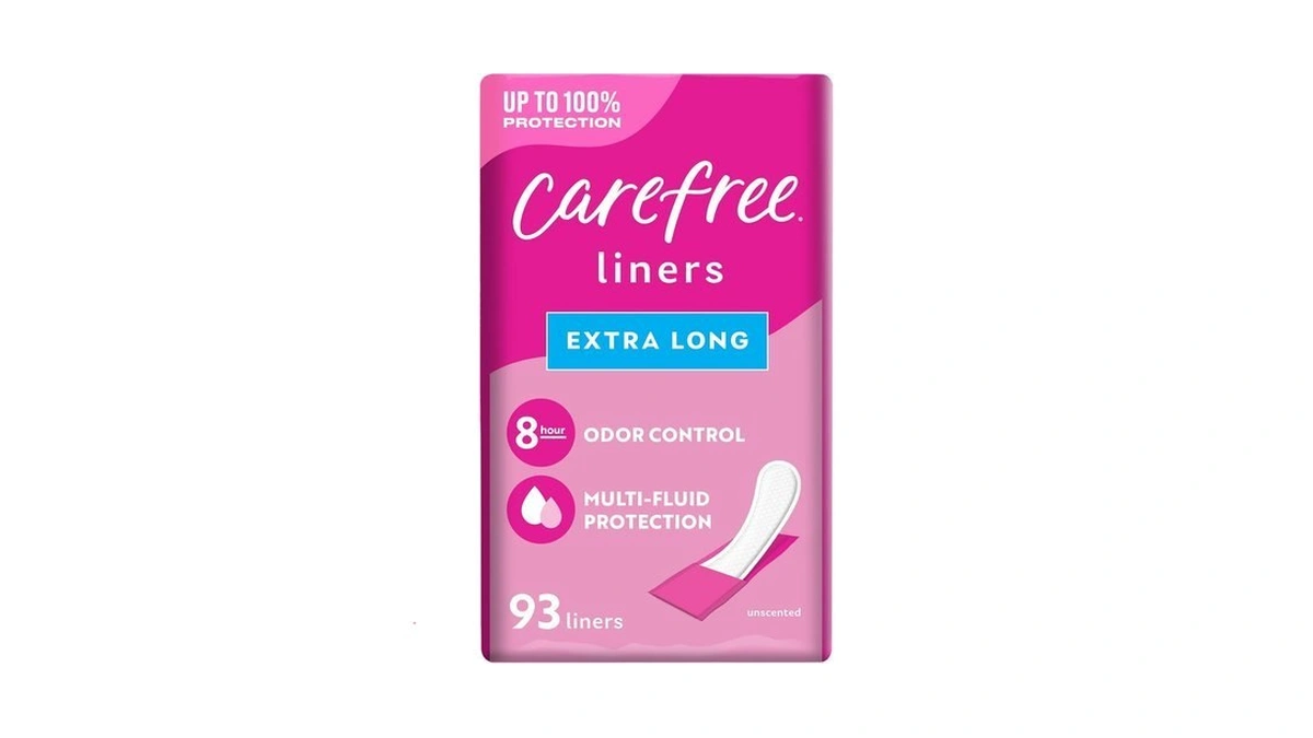 Carefree Panty Liners For Women, Extra Long, Wrapped, Unscented, 93ct