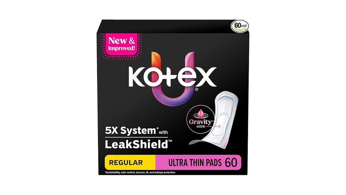 Kotex Ultra Thin Pads, Regular Absorbency, 60 Count (packaging May