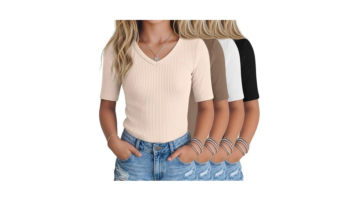 Lessonzoo 4 Pack Teen Girls T Shirts Kids Summer V